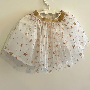 Girl’s White Tulle Skirt/Tutu with Gold Stars